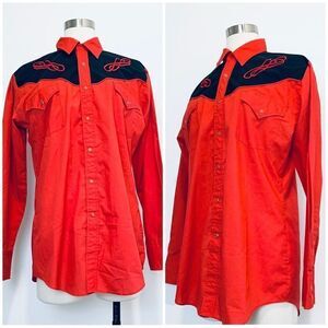Vintage Ely Diamond Red Black Western Button Down Shirt M